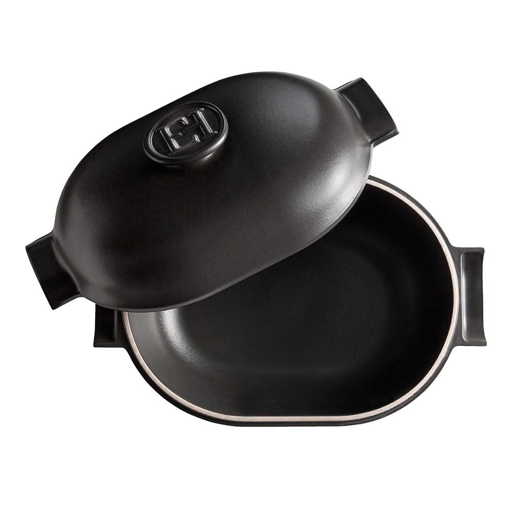 Emile Henry - Ovaler Schmortopf 4,5 L, Schwarz Matt