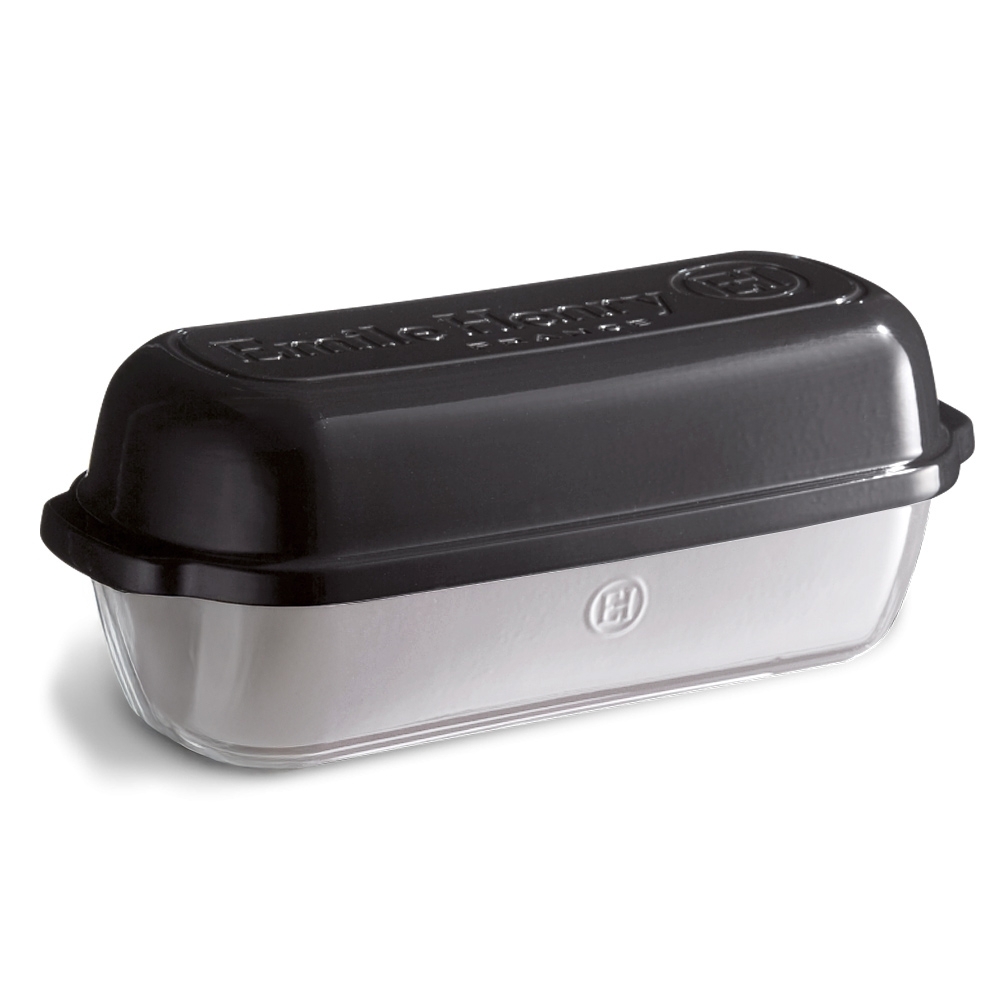 Emile Henry Landbrotform Deckel Fusain aus Keramik