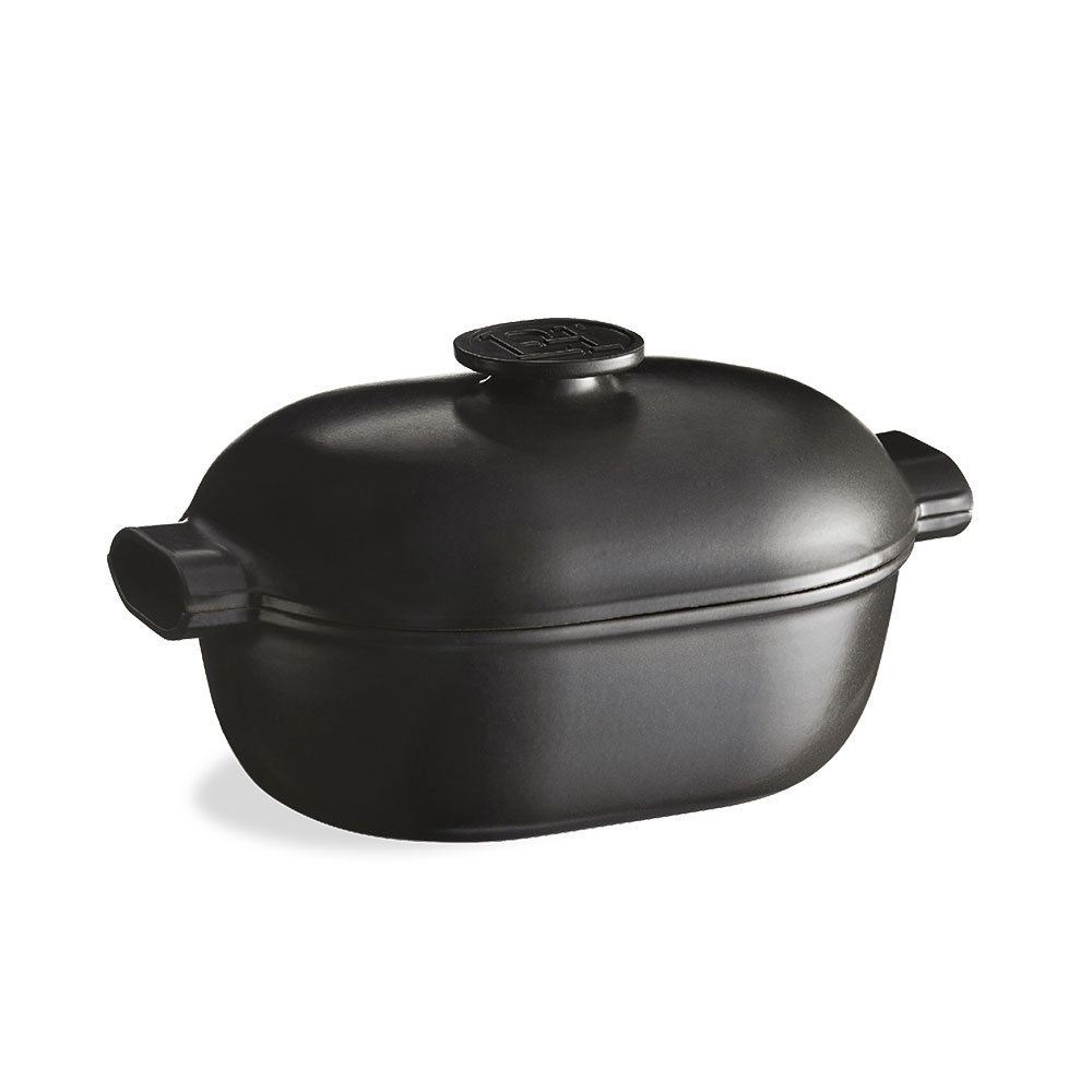 Emile Henry - Ovaler Schmortopf 4,5 L, Schwarz Matt